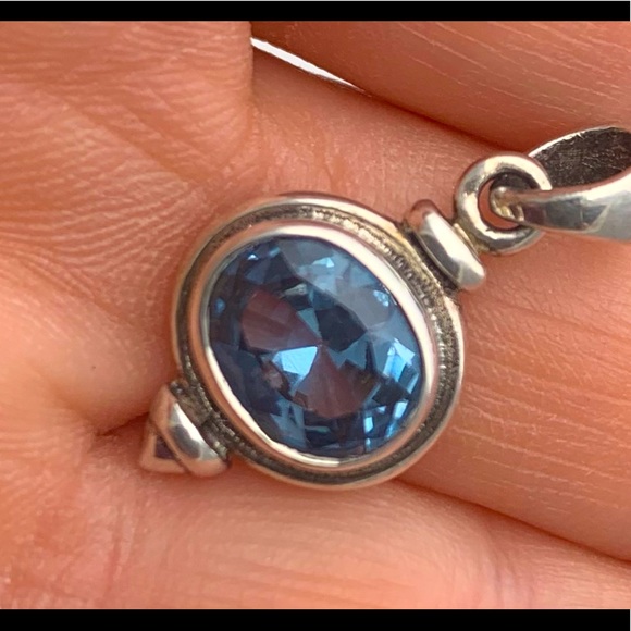 Vintage Jewelry - Topaz and Sterling Vintage Pendant